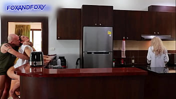 Nearly Caught By The Mother-in-law While Getting A Surprise Anal Creampie During Breakfast Prep.