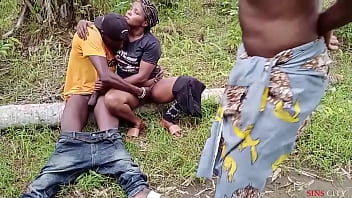 Two College Studs Went Deep Into The Woods For A Wild Outdoor Fuck, Getting It On While Villagers Walked By.