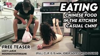 Feasting On Asian Delicacies In The Kitchen With A Casual Nude Woman
