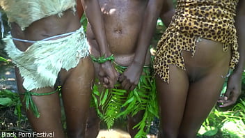 Two Tribal Maidens Pleasing Their Chieftain Deep In The Jungle